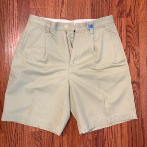 NAUTICA Classic Fit Pleated Shorts Khaki Green Size 30W